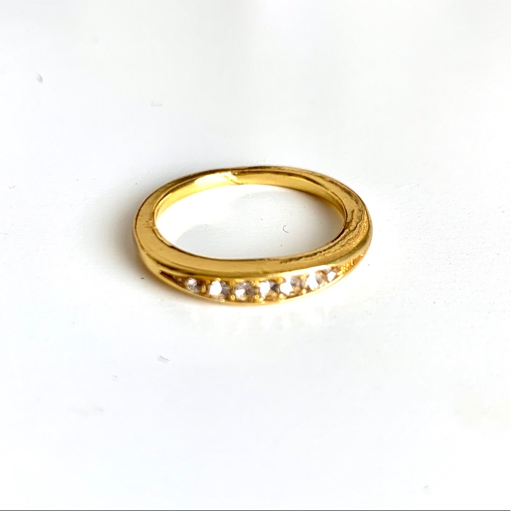 Gold Tone Jeweled Rhinestone Pave Band Ring